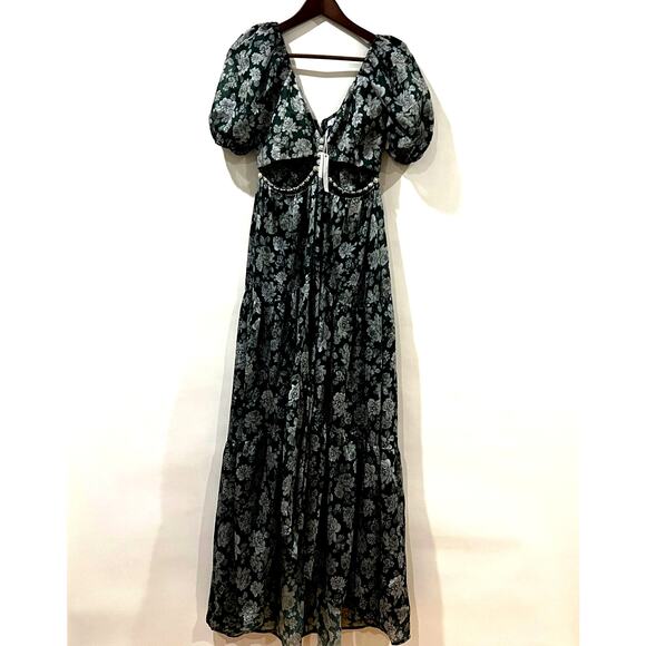 V. Chapman Emma V-Neck A-Line Brocade Cutout Maxi Dress Size 2 NWT - Picture 7 of 15